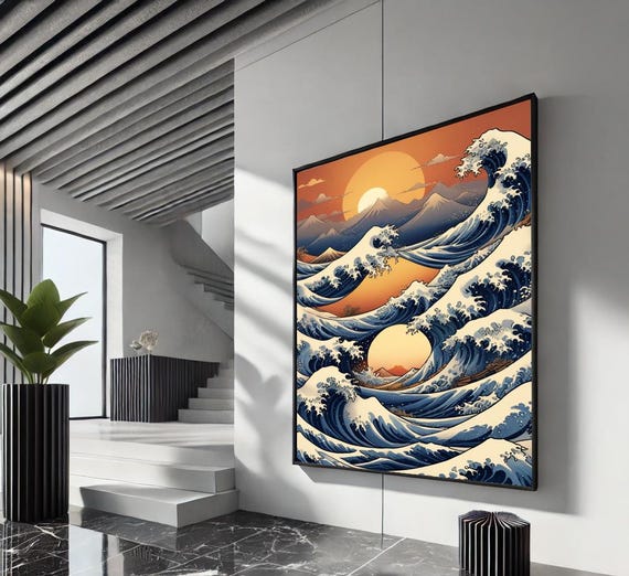 The Great Wave Off Kanagawa Canvas Print Hokusai Japanese Wall Art Modern Ocean Painting For Home Office Decor Classic Artwork