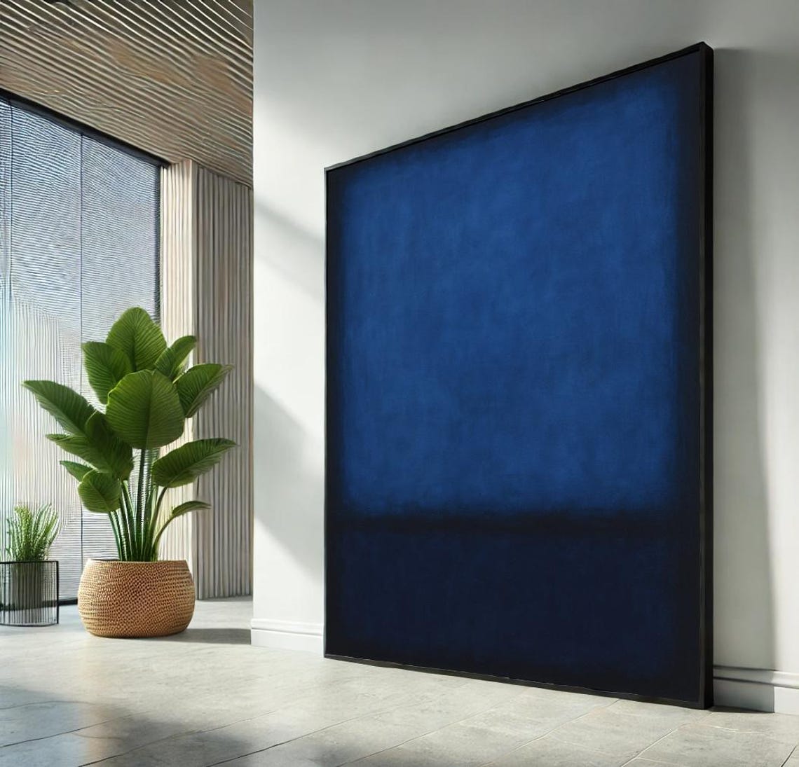 Deep Midnight Blue Color Field Abstract Minimalist Modern Art Poster