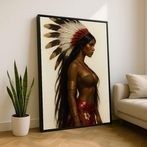 Bold African Heritage Woman Canvas Wall Art Print Boho Living Room Decor Statement Piece