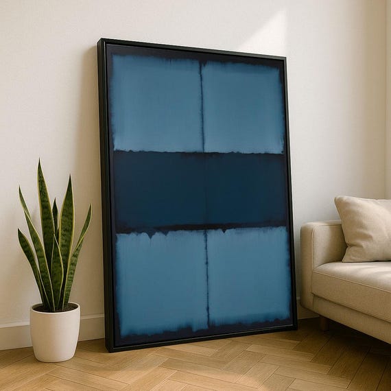 Bold Deep Blue Rothko Style Color Field Canvas Wall Art Print Modern Living Room Decor Statement Piece