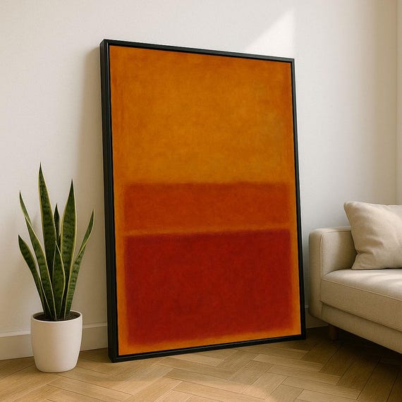 Bold Orange Rothko Style Color Field Canvas Wall Art Print Modern Living Room Decor Statement Piece