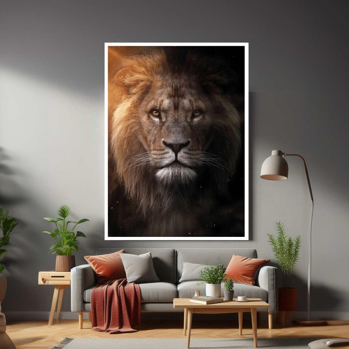 African Lion Animal Framed Modern Canvas Wall Art Print Ready To Hang Gift For Office Home Mom