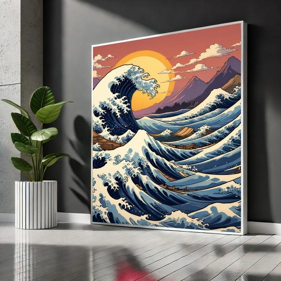 The Great Wave Off Kanagawa Canvas Print Hokusai Japanese Wall Art Modern Ocean Painting For Home Office Decor Classic Artwork