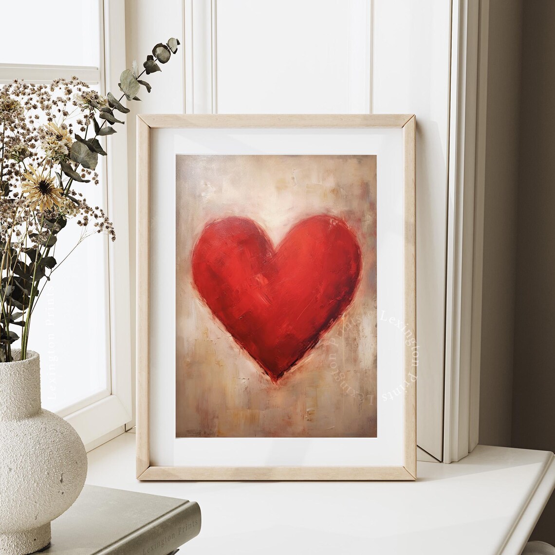 Rustic Vintage Valentines Red Heart Art Print - Image 7