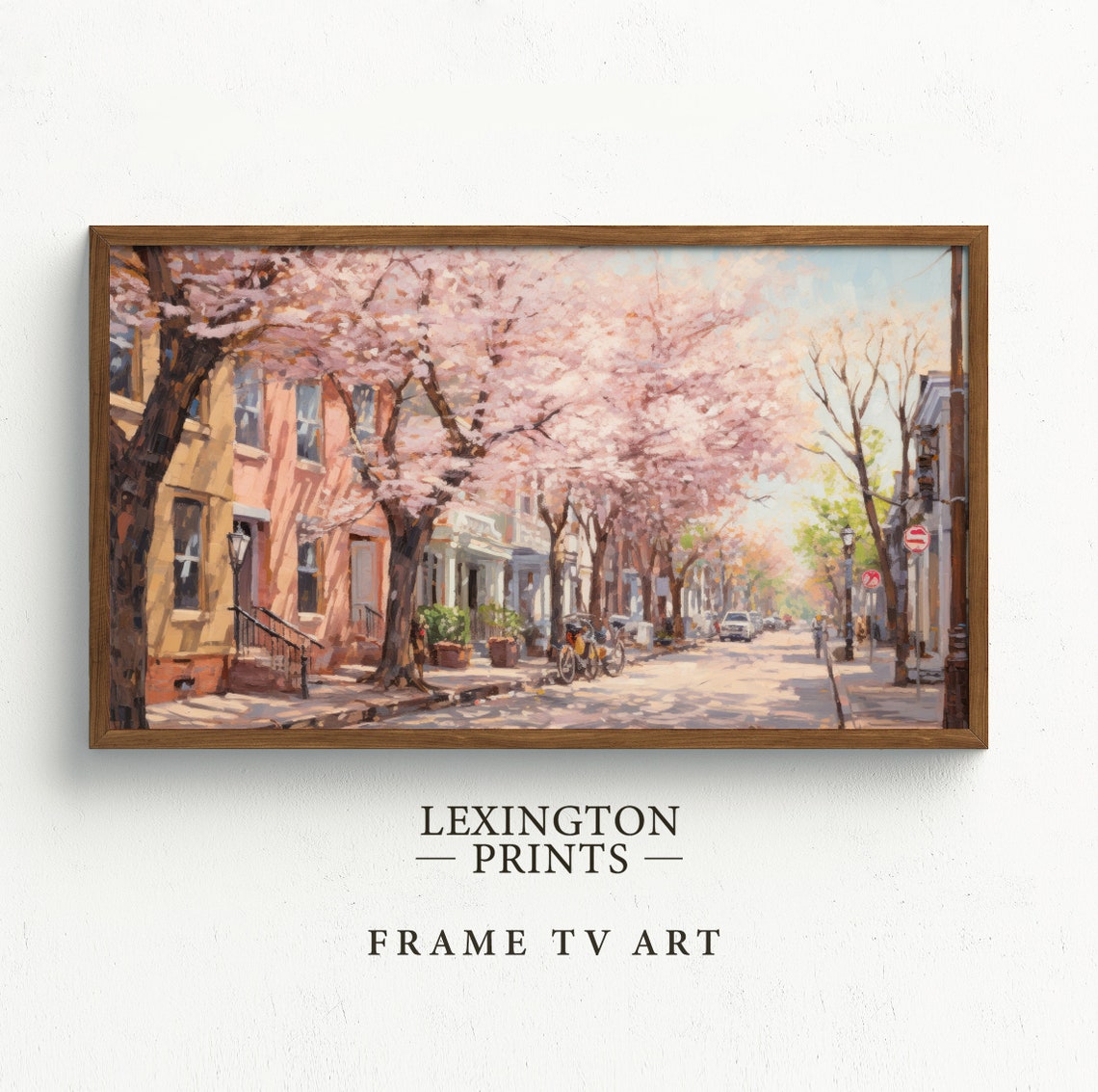 Cherry Blossom Street in Bloom Spring Frame TV Art Cityscape Print - Image 5