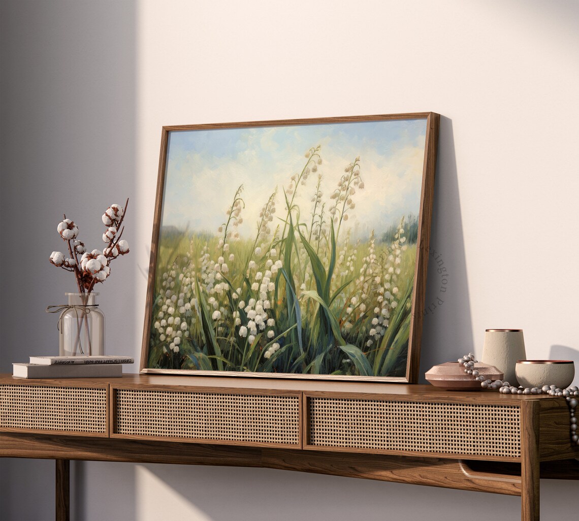 Lily Of The Valley White Bells Spring Field Soft Floral Painting Poster - Image 7