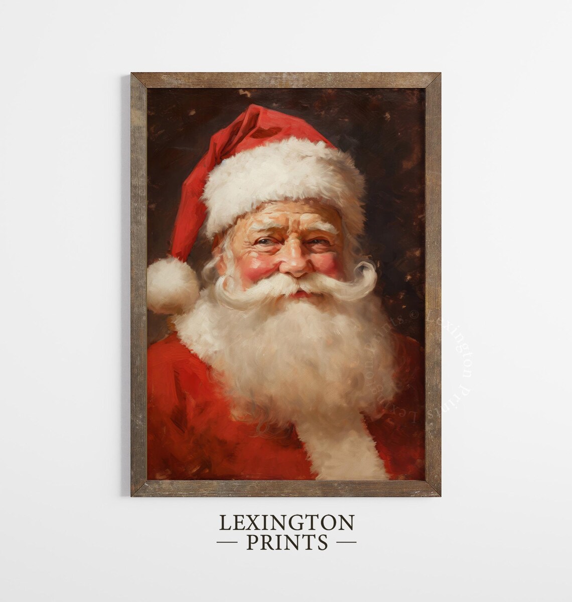 Classic Santa Claus Portrait Vintage Christmas Oil Painting Poster - Image 4