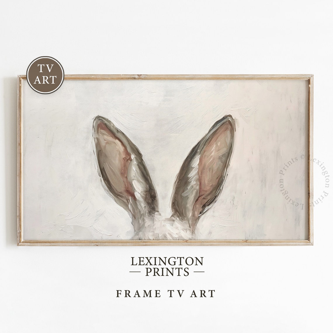 Minimalist Bunny Ears on Cream Background Easter Frame TV Art Poster