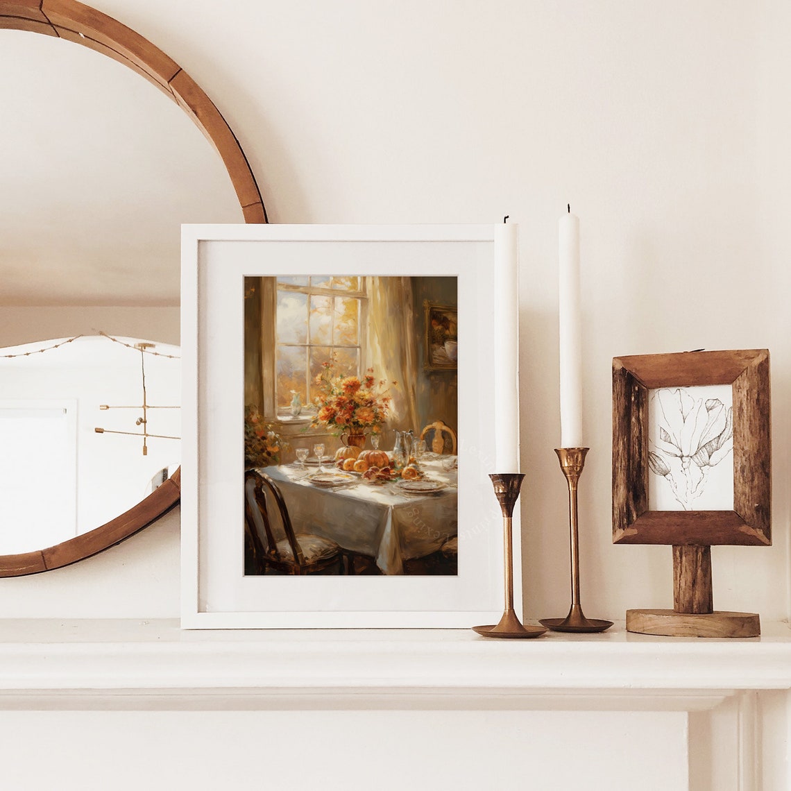 Thanksgiving Table Set for Dinner Fall Interior Painting Poster - Image 6