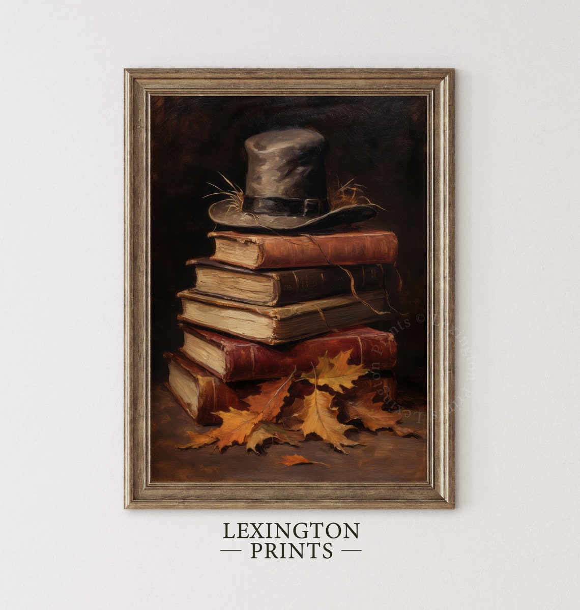 Rustic Fall Book Stack Witch Hat Vintage Autumn Still Life Poster - Image 8
