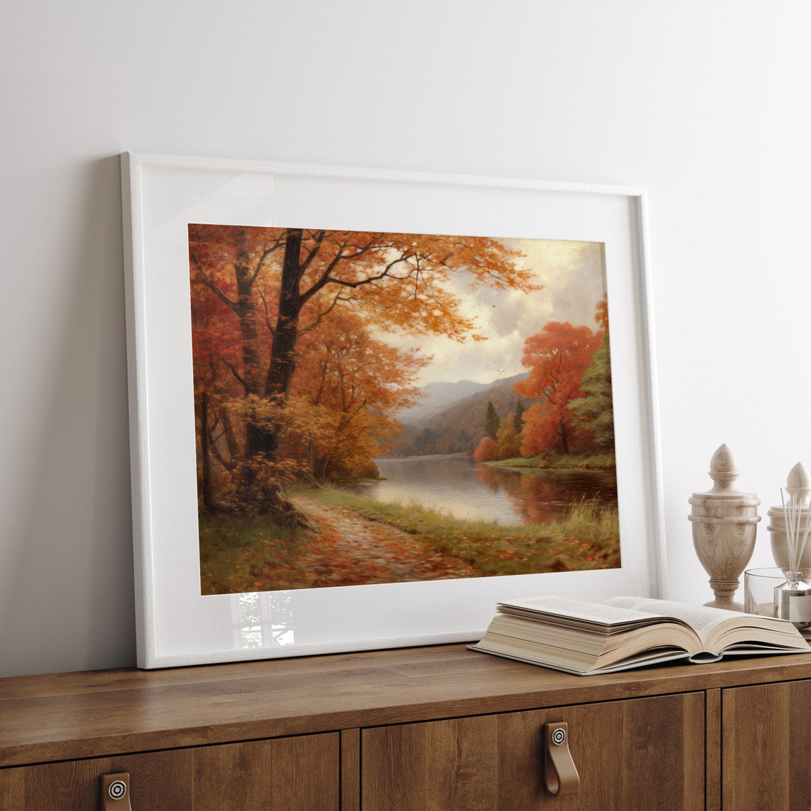 Autumn Maple River Vintage Landscape Oil Painting Fall Poster - Image 4