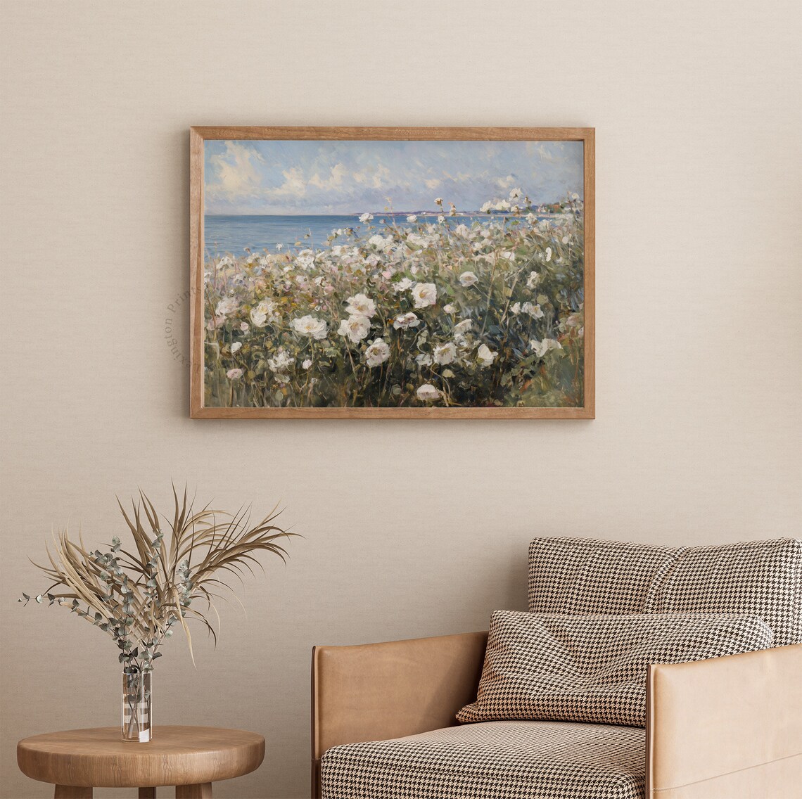 Coastal Wildflower Field Landscape, Vintage Art Print - Image 2