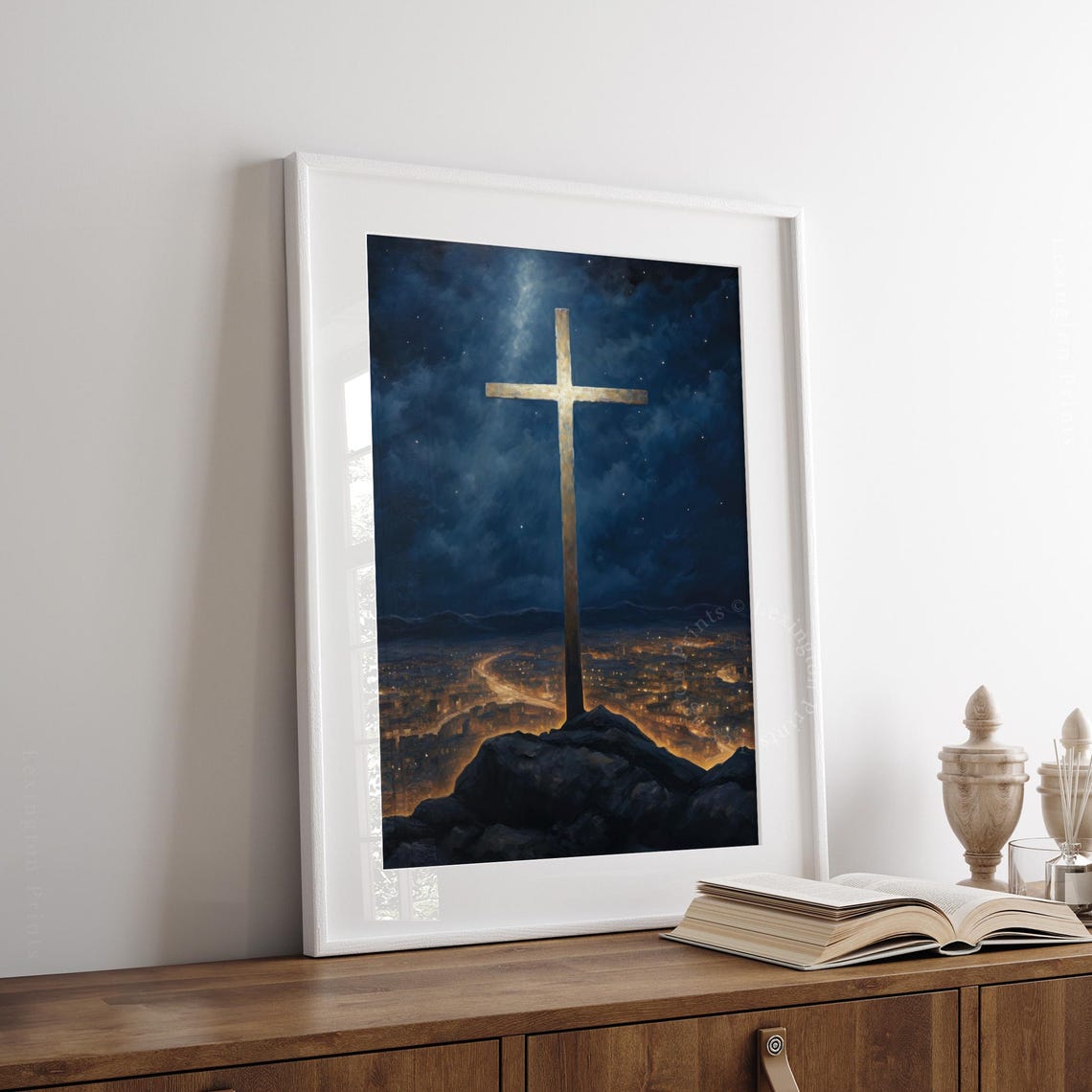 Christian Wall Art Christian Cross Art Christmas Wall Art Christian Print Religious Art Vintage Christian Painting Cross Jesus Art Cross 393 - Image 5