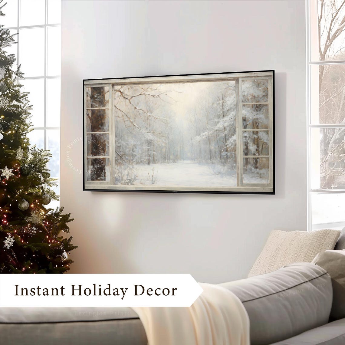 Snowy Winter Forest View Through Window Peaceful Snow Poster - Image 3