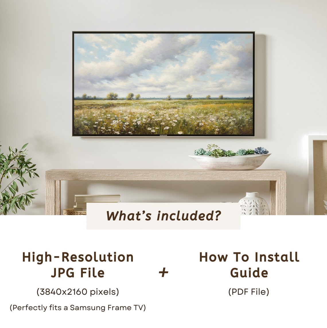 Spring Wildflower Field Under Blue Sky Blooming Frame TV Art Poster - Image 6
