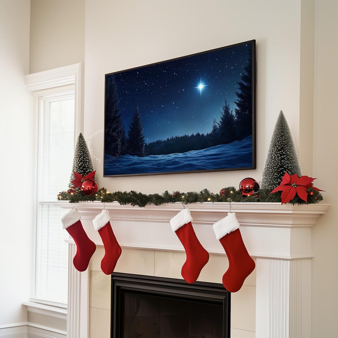 Winter Forest Christmas Star Tv Art Frame Tv Art Winter Tv Art Landscape Art Christian Tv Art Farmhouse Christmas Holiday Art 940 - Image 3