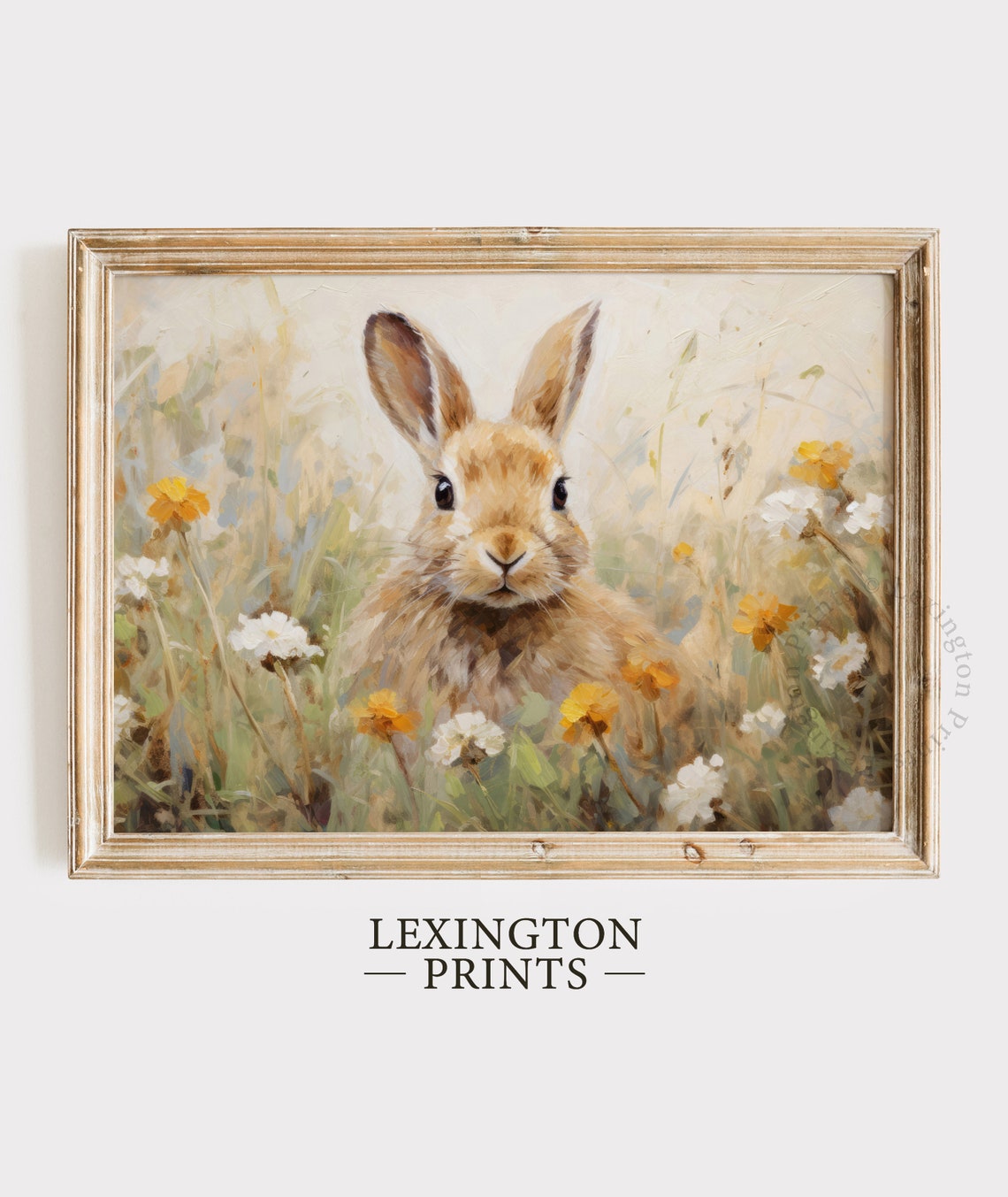 Curious Rabbit Among Orange Wildflowers Vintage Meadow Art Print - Image 8