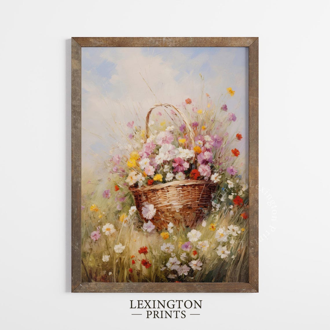 Wildflower Basket Meadow Bouquet Vintage Floral Oil Painting Poster - Image 4