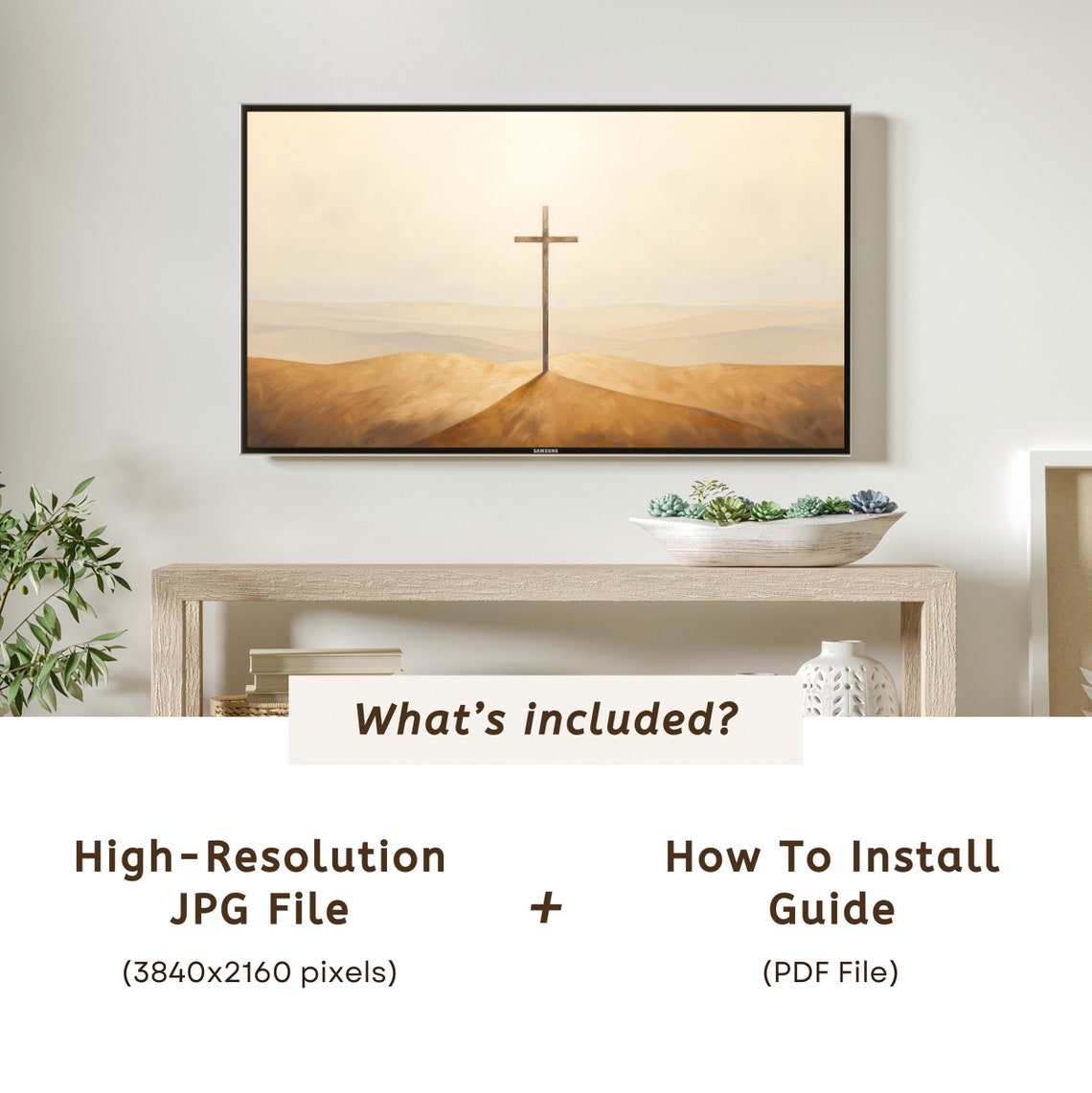 Golden Sunrise Cross on Hill Minimalist Christian Art Poster - Image 6