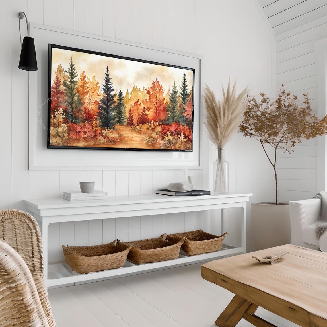 Autumn Watercolor Forest Tv Art Frame Tv Art Fall Forest Tv Art Watercolor Tv Art Fall Tv Art Autumn Tv Art Moody Wall Art 894 - Image 4