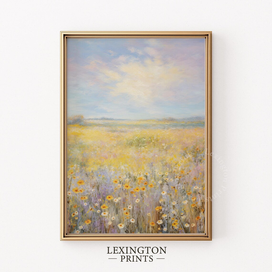 Lavender and Yellow Wildflower Meadow Pastel Oil Painting Spring Poster - Image 5