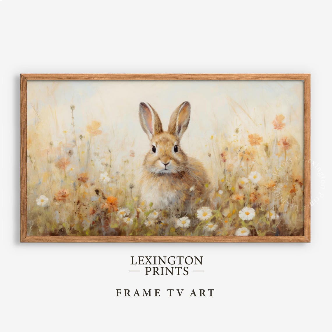 Spring Bunny Rabbit Wildflower Field Daisies Easter Frame TV Poster - Image 5