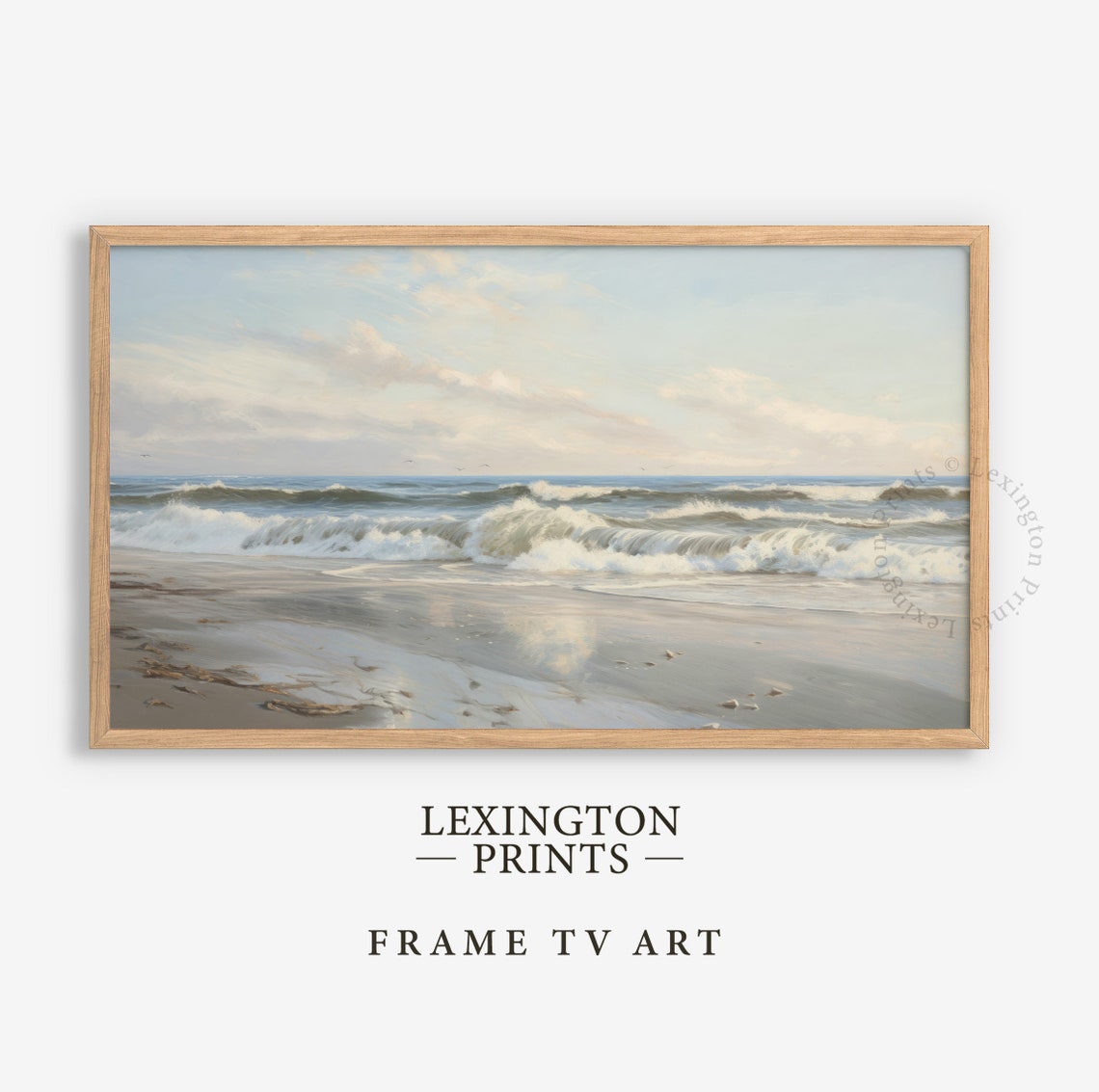 Ocean Waves Breaking on Sandy Shore Sunrise Frame TV Art Coastal Print - Image 5