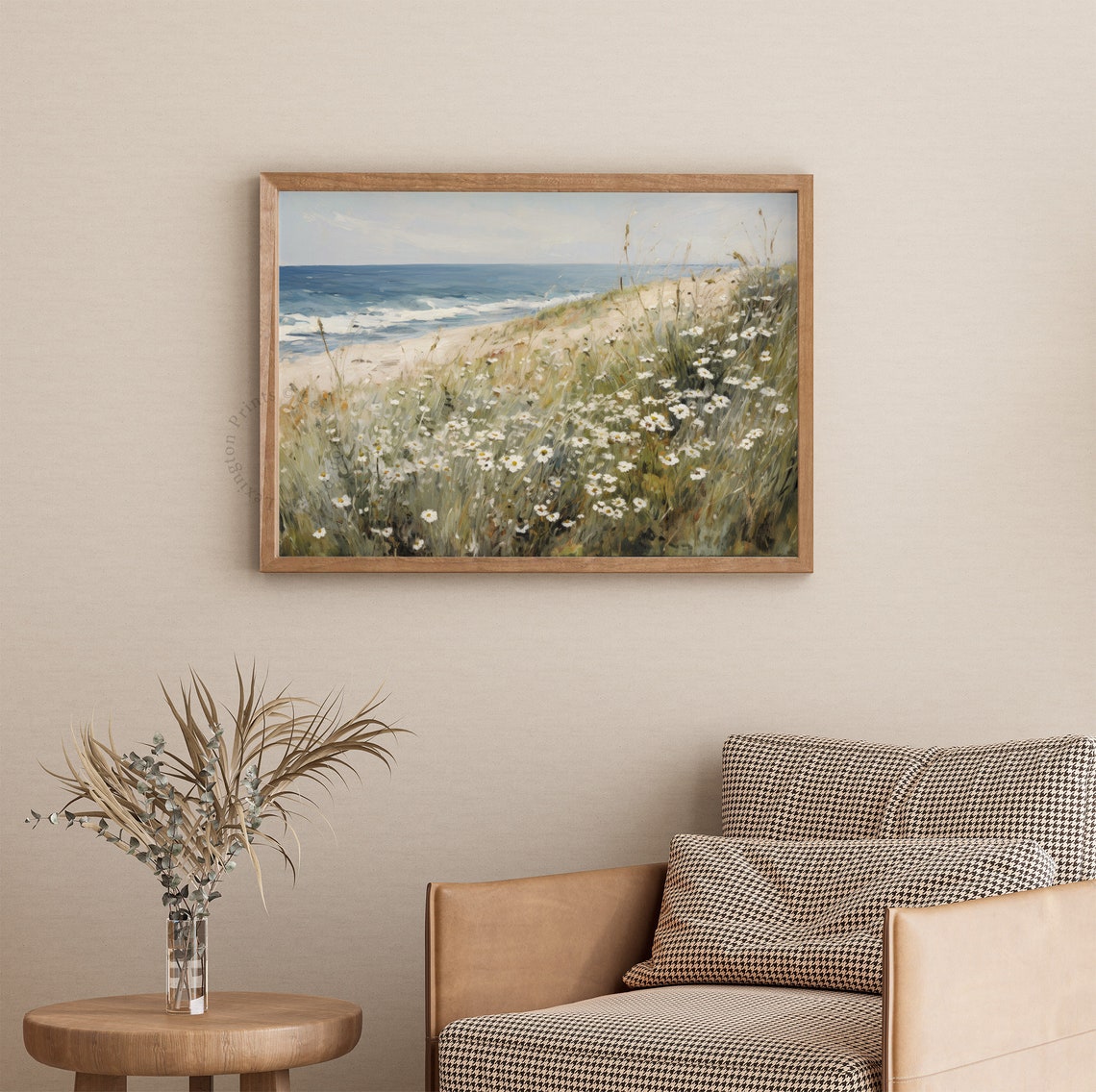 Coastal Wildflower Daisy Field Beach Summer Painting Art Poster - Image 3