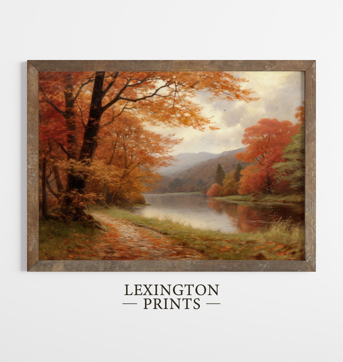 Autumn Maple River Vintage Landscape Oil Painting Fall Poster - Image 2