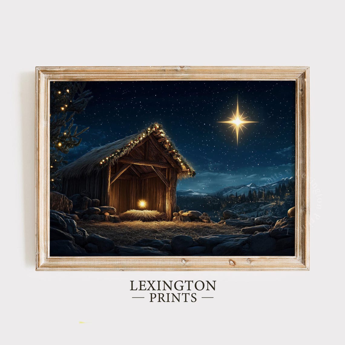 Holy Nativity Stable under Starry Night Bright Star Scene Poster - Image 6