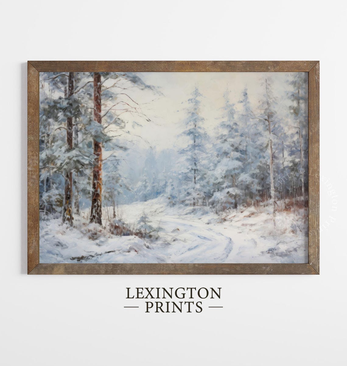 Snowy Winter Forest Path Classic Vintage Oil Painting Poster - Image 2