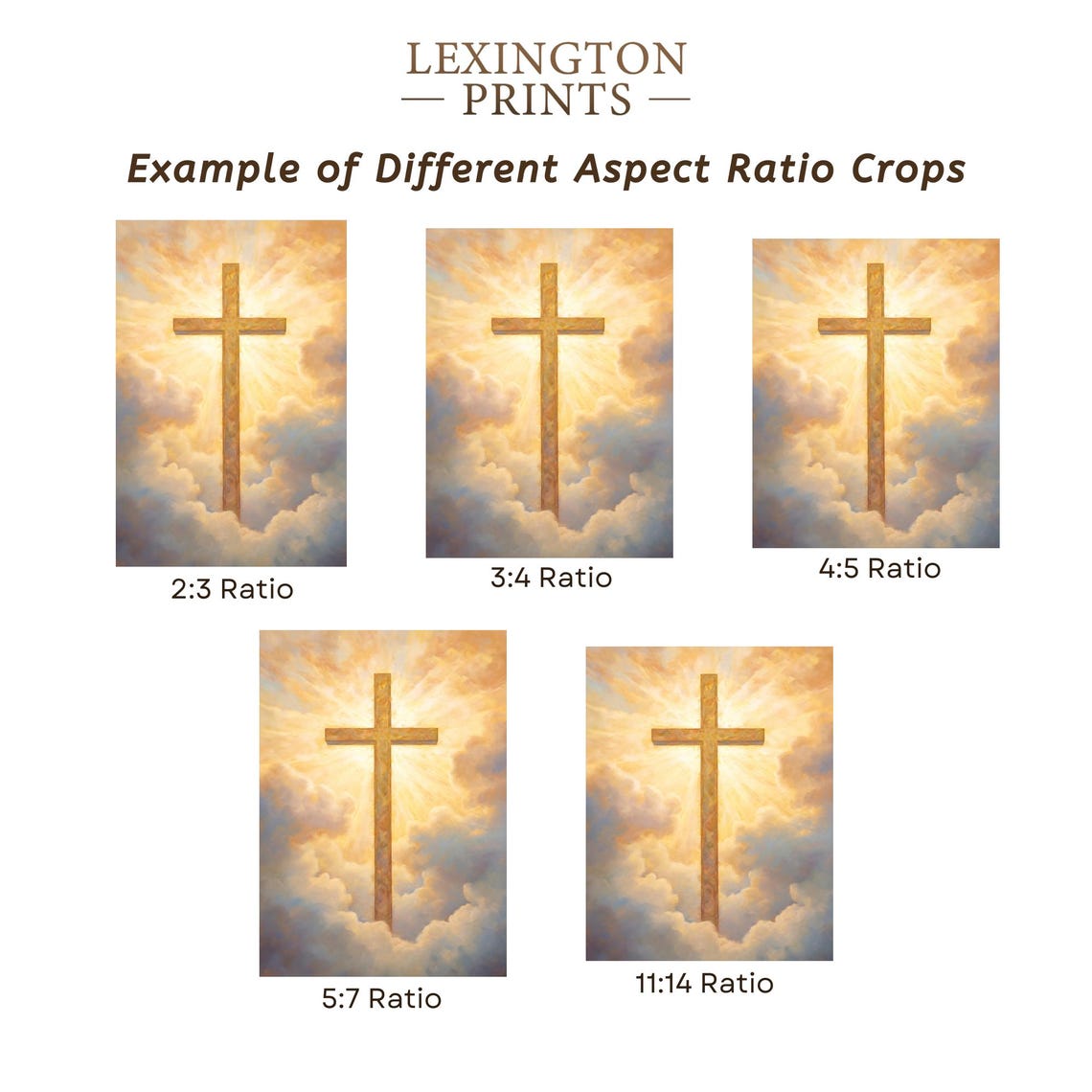 Golden Cross Against Glowing Sunrise Clouds Faith Hope Wall Art - Image 2