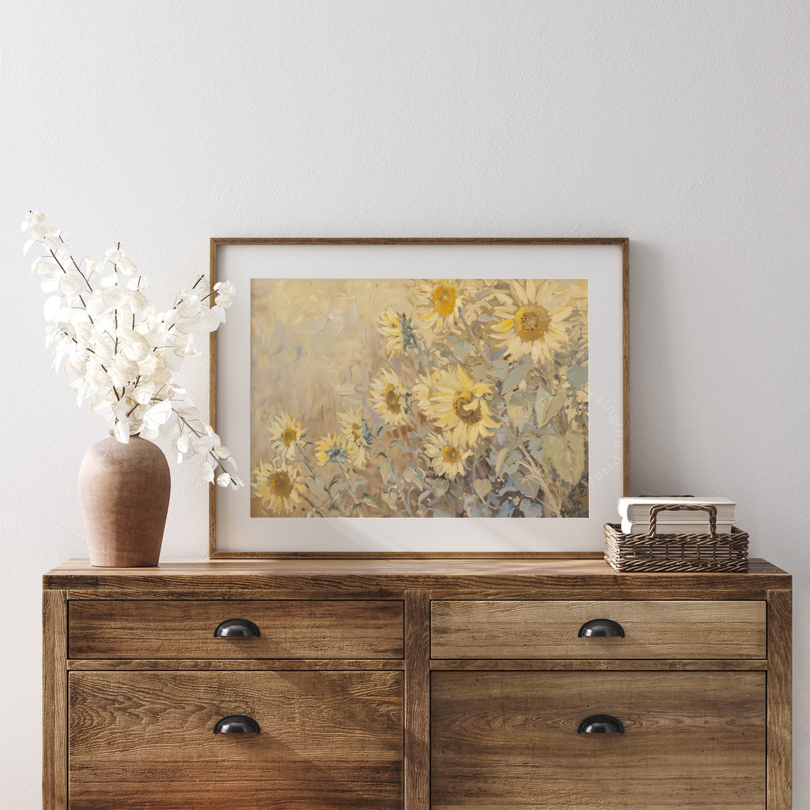 Soft Yellow Sunflowers Impressionist Pale Floral Meadow Art Poster - Image 3