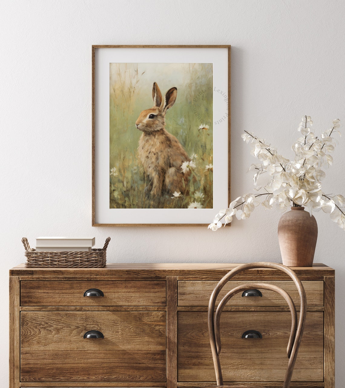 Rustic Brown Bunny Wildflower Meadow Spring Vintage Nature Poster - Image 7