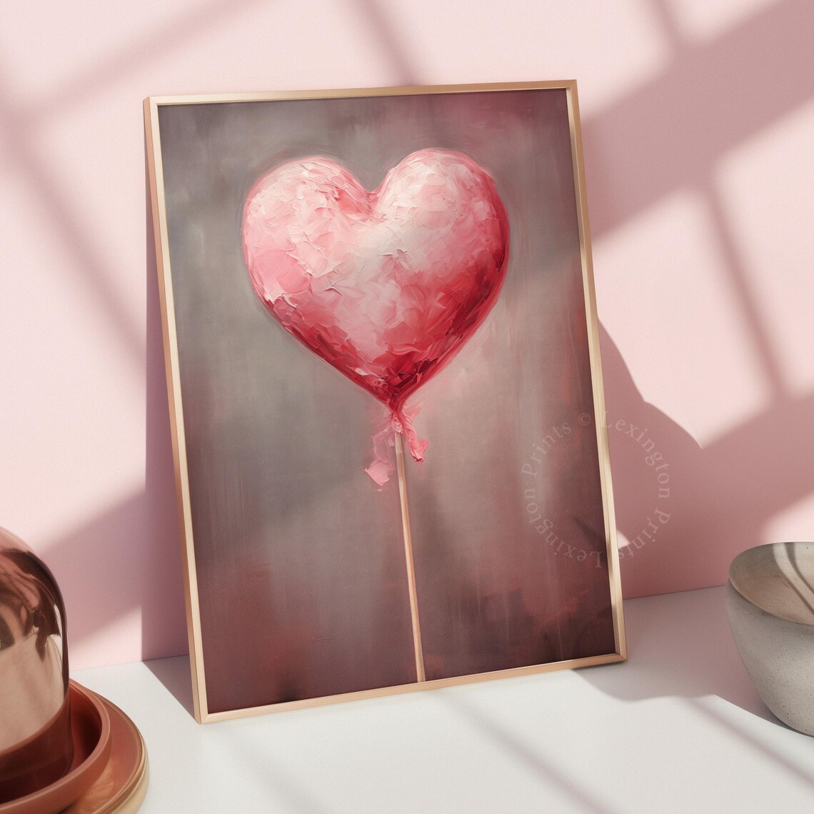 Pink Heart Lollipop Romantic Valentine Sweetheart Painting Art Print - Image 7