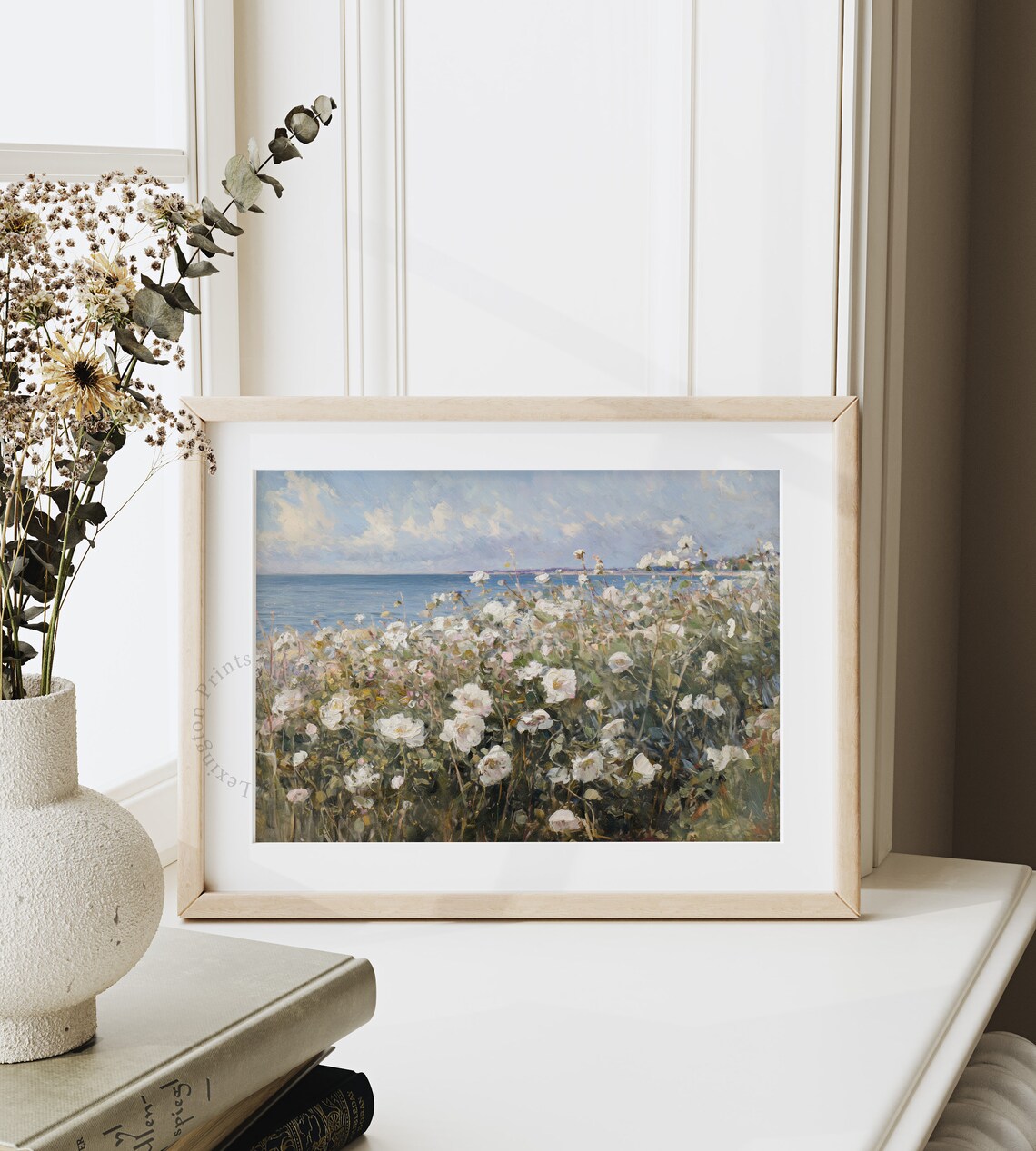 Coastal Wildflower Field Landscape, Vintage Art Print - Image 3