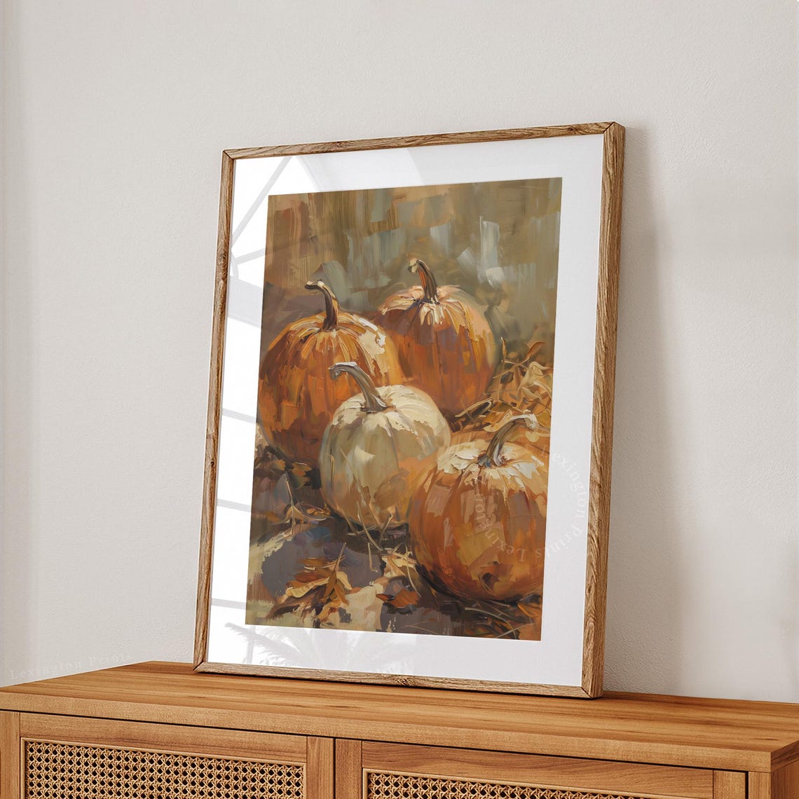 Orange and White Pumpkins Oil Painting Rustic Fall Harvest Wall Art - Image 5