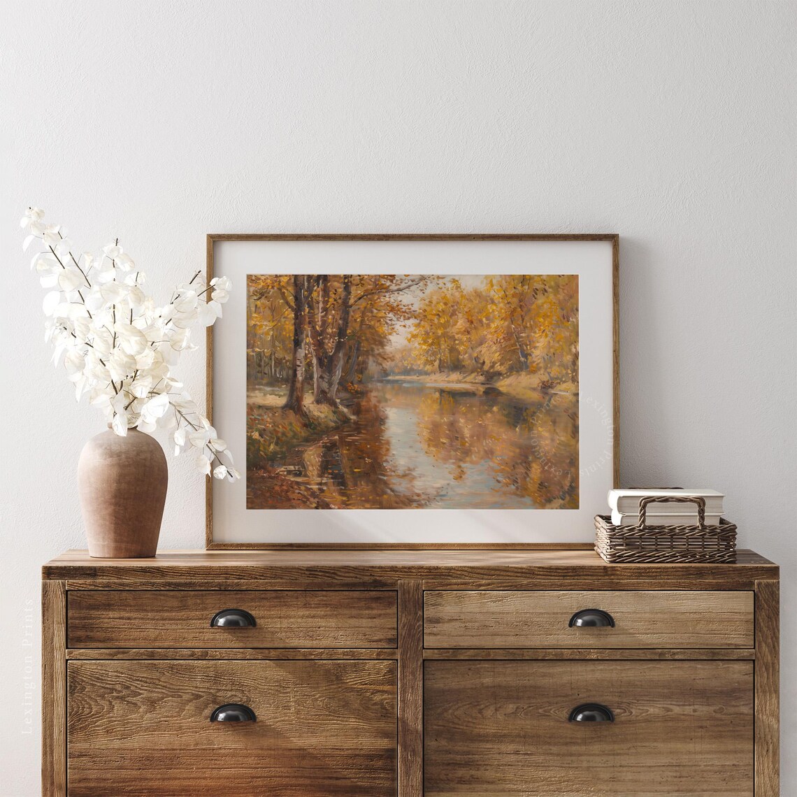 Golden Autumn Trees Mirrored In Calm River Classic Fall Landscape Poster - Image 3