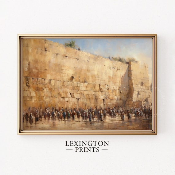 Vintage Jewish Wall Art Western Wall Art Jewish Print Oil Painting Israel Print Religious Art Judaica Art Jewish Gift 378