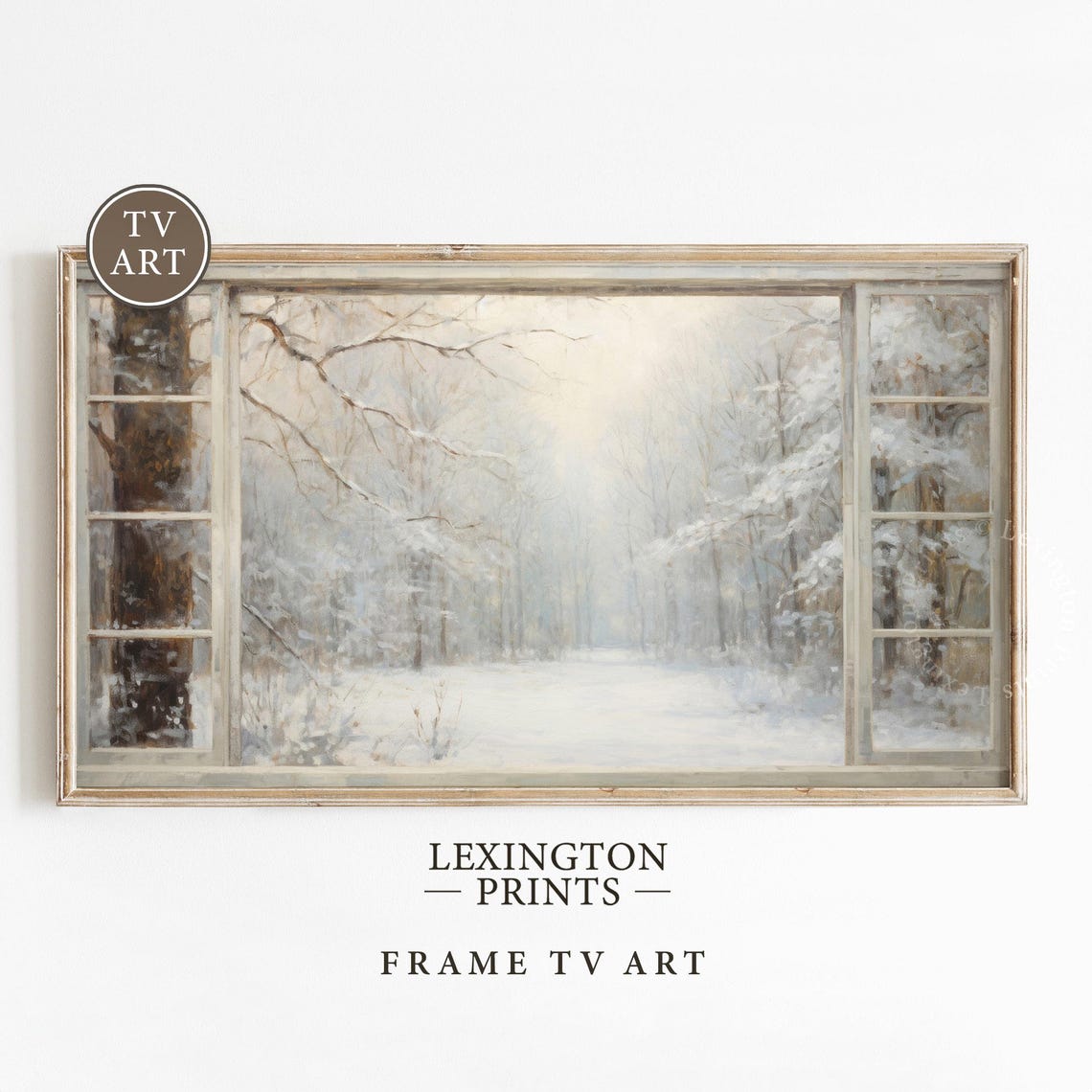 Snowy Winter Forest View Through Window Peaceful Snow Poster