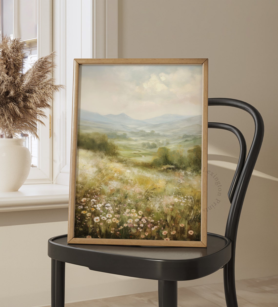 Wildflower Field Rolling Hills Soft Pastel Spring Landscape Wall Art - Image 7