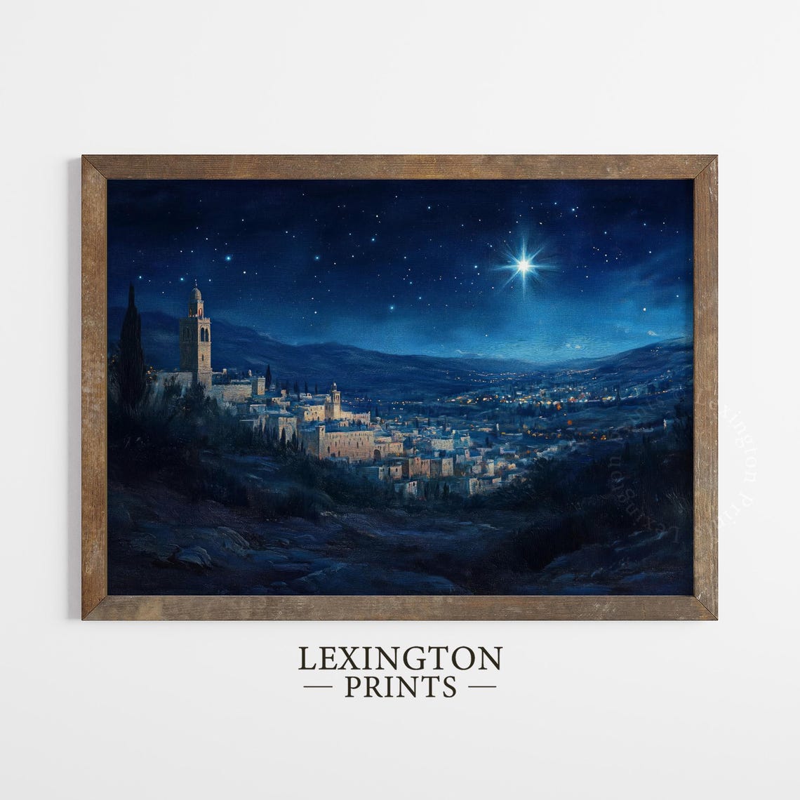 Bethlehem Starry Night Nativity Town Christmas Painting Poster - Image 4
