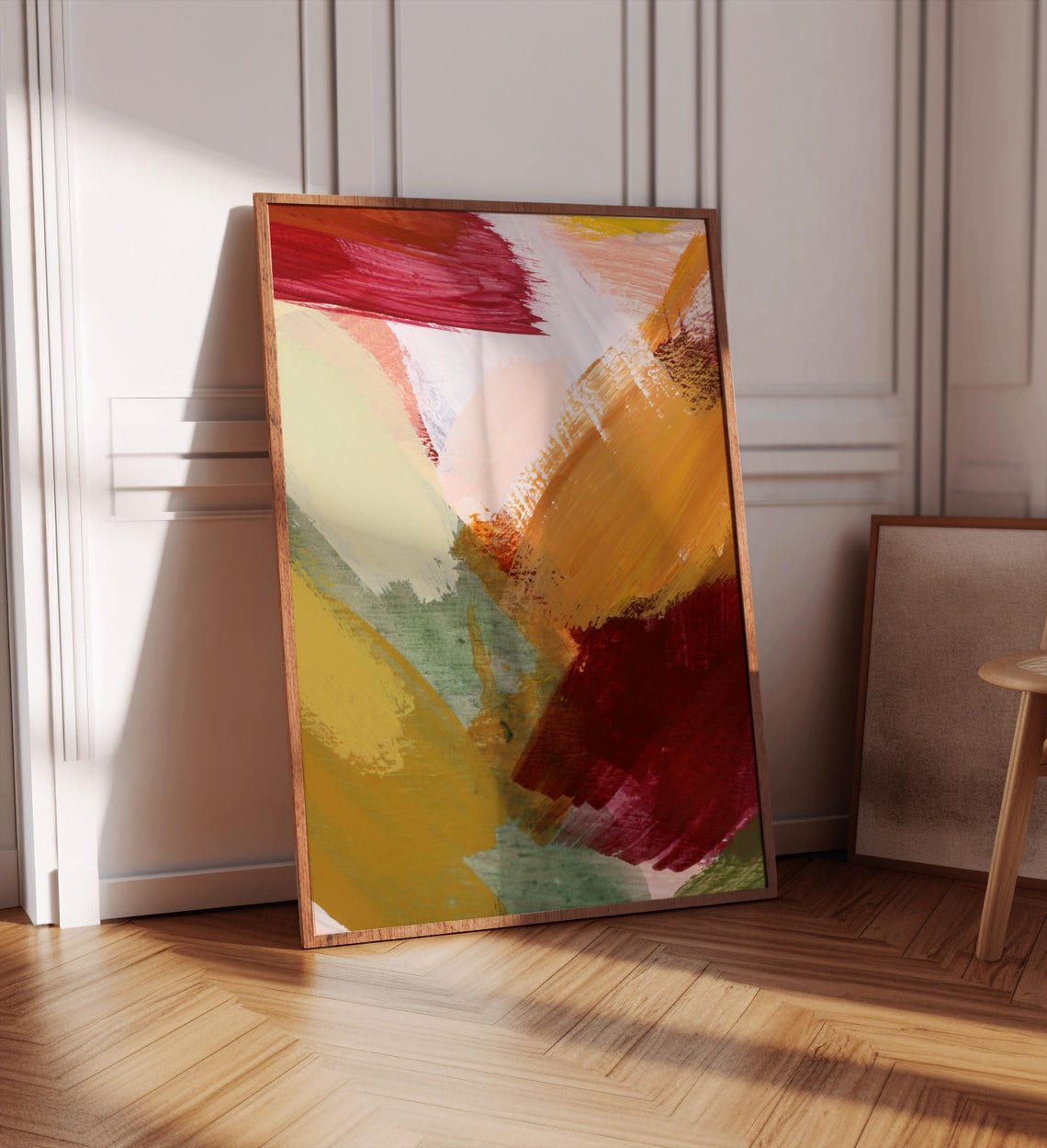 Warm Earthy Abstract Brushstroke Modern Painting Wall Poster - Image 2