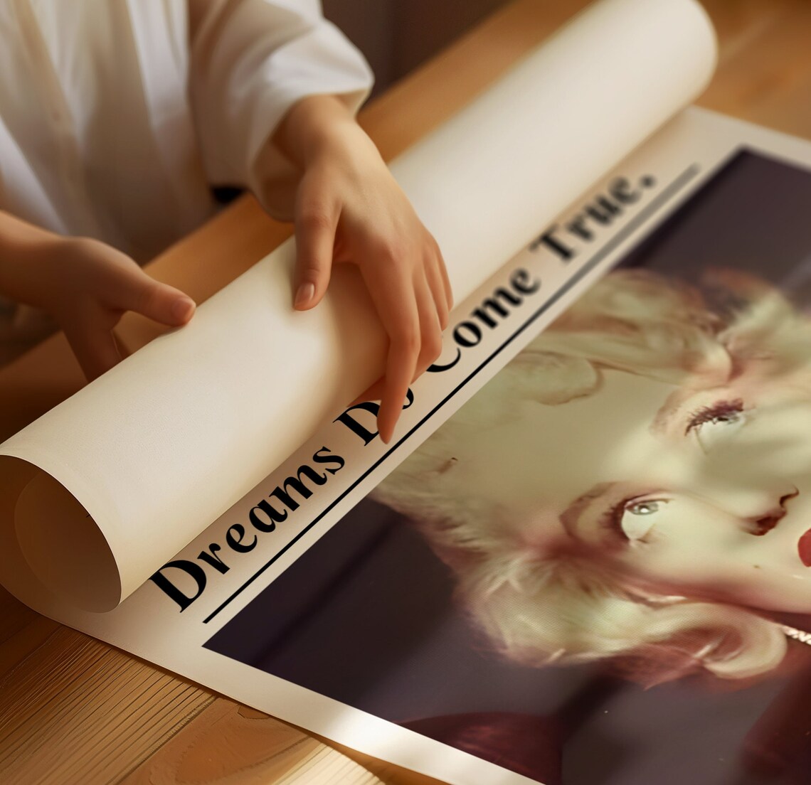Marilyn Monroe Dreams Do Come True Retro Newspaper Quote Art Poster - Image 2