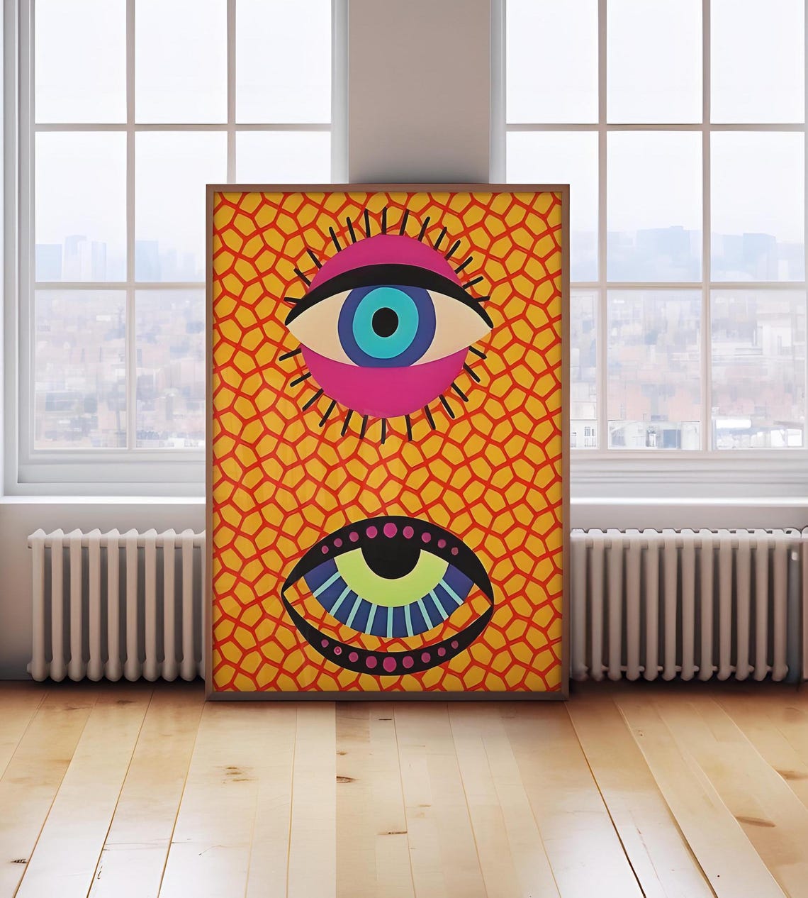 Colorful Evil Eye Boho Funky Eclectic Maximalist Wall Poster - Image 2