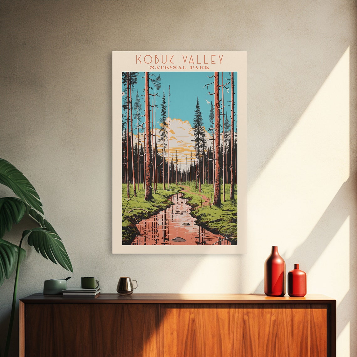 Kobuk Valley National Park Pine Forest Stream Sunset Travel Poster - Image 2