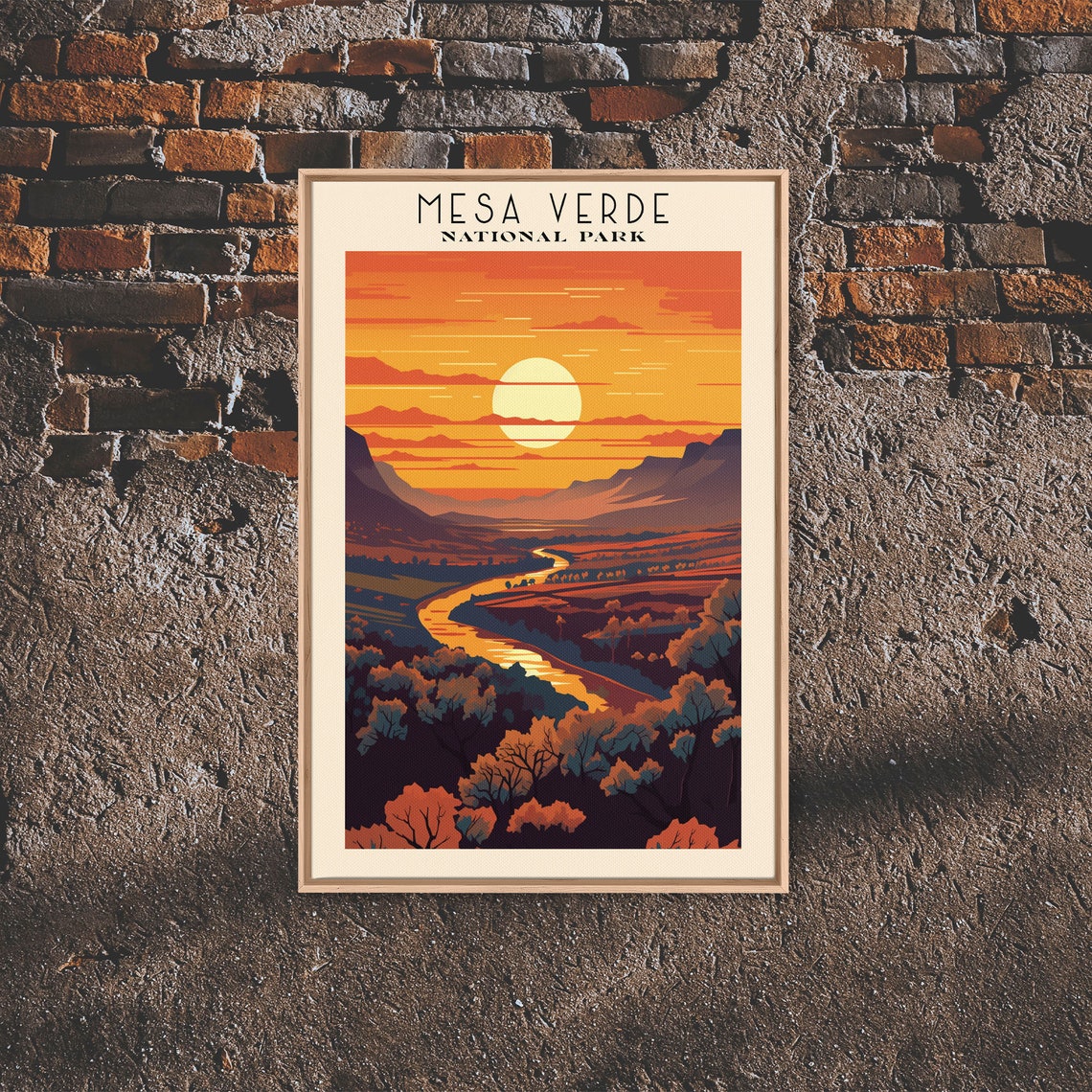Mesa Verde National Park Sunset Canyon River Valley Travel Poster - Image 2