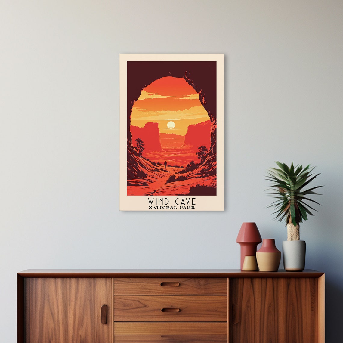 Wind Cave National Park Red Canyon Sunset Cave View Travel Poster - Image 3