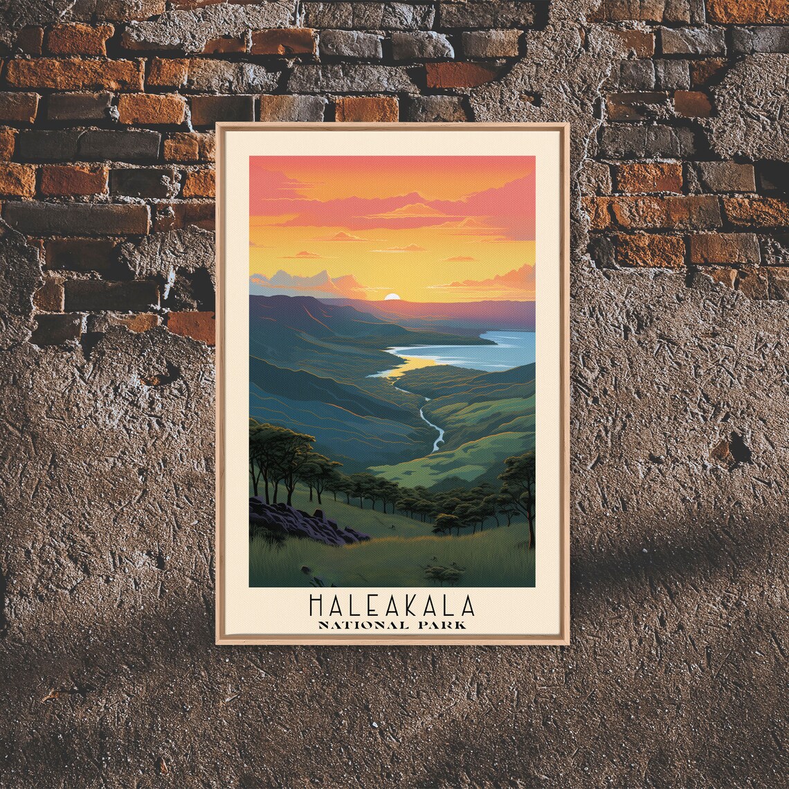 Haleakala National Park Sunset Crater Valley River Travel Poster - Image 2