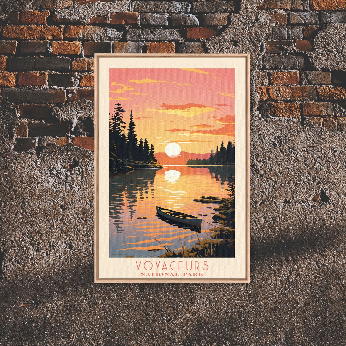 Voyageurs National Park Minnesota Mid-Century Travel Poster
